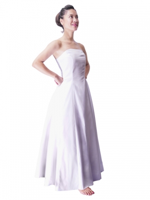Hula Strapless Dress with Hawaiian Solid Fabric / White / G2550wh