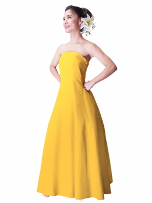 Hula Strapless Dress with Hawaiian Solid Fabric / Yellow / G2550ye