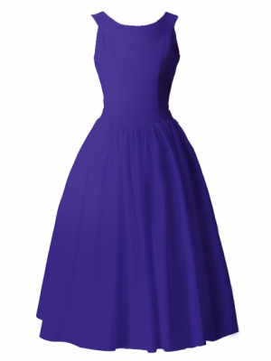Hula Midi Yoke Dress with Hawaiian Solid Fabric / Eggplant / G2551ep