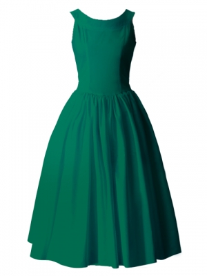 Hula Midi Yoke Dress with Hawaiian Solid Fabric / Green / G2551gr