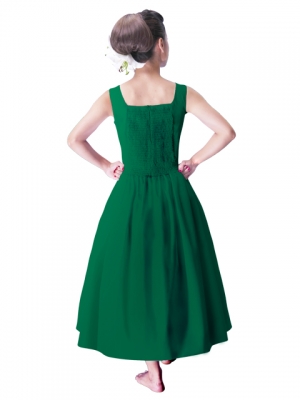 Hula Midi Yoke Dress with Hawaiian Solid Fabric / Green / G2551gr