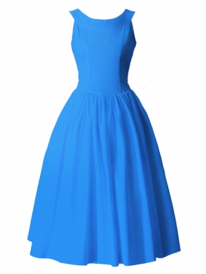 Hula Midi Yoke Dress with Hawaiian Solid Fabric / Light Blue / G2551lbl
