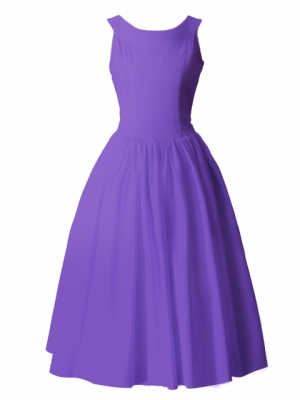 Hula Midi Yoke Dress with Hawaiian Solid Fabric / Violet / G2551v
