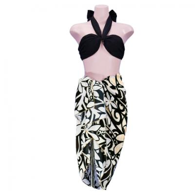 Hula Kahiko Pareo with attached Sash / Beige / J2554be