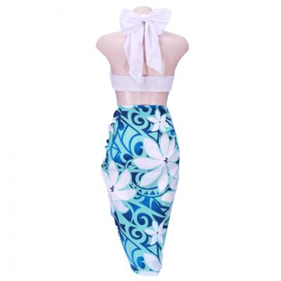 Hula Kahiko Pareo with attached Sash / Blue / J2554bl