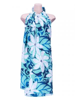 Hula Kahiko Pareo with attached Sash / Blue / J2554bl