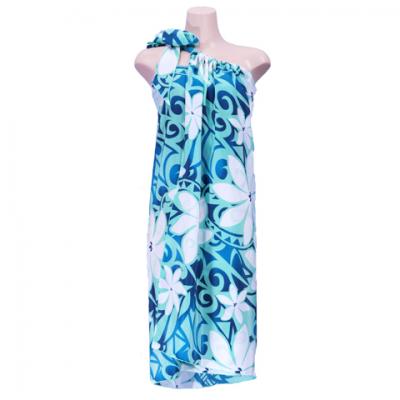 Hula Kahiko Pareo with attached Sash / Blue / J2554bl