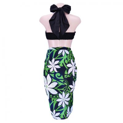 Hula Kahiko Pareo with attached Sash / Green / J2554gr