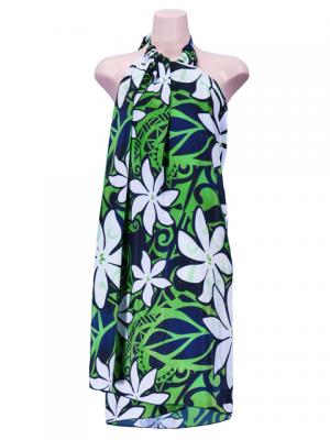 Hula Kahiko Pareo with attached Sash / Green / J2554gr