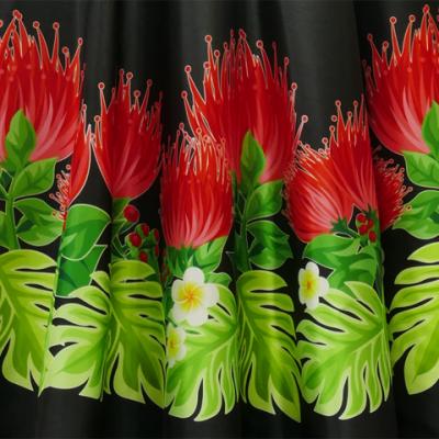 Hula Long Dress with Lehua Print / Luxury Collection / Black / J2555bk