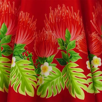 Hula Long Dress with Lehua Print / Luxury Collection / Red / J2555rd