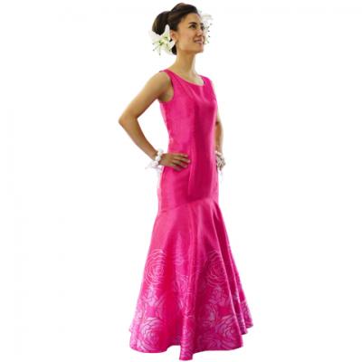 Hula Long Dress with Lokelani Print / Luxury Collection / Pink / J2556pi