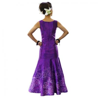 Hula Long Dress with Lokelani Print / Luxury Collection / Purple / J2556pu