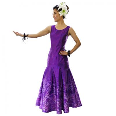 Hula Long Dress with Lokelani Print / Luxury Collection / Purple / J2556pu