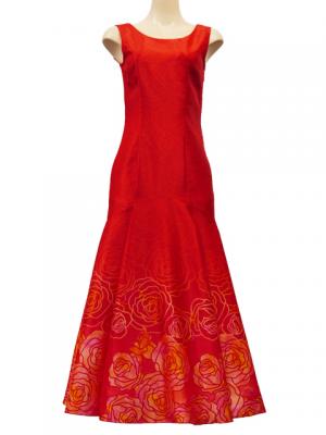 Hula Long Dress with Lokelani Print / Luxury Collection / Red / J2556rd