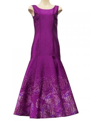 Hula Long Dress with Lokelani Print / Luxury Collection / Red Purple / J2556rdpu