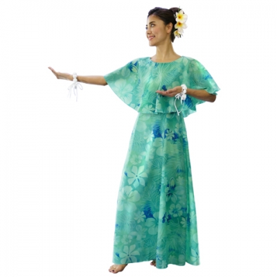 Hula Koshibo Long Cape Dress / Luxury Collection / Turquoise Blue / J2559tbl