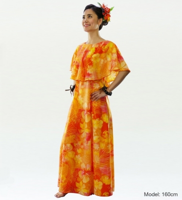 Hula Koshibo Long Cape Dress / Luxury Collection / Orange / J2559or