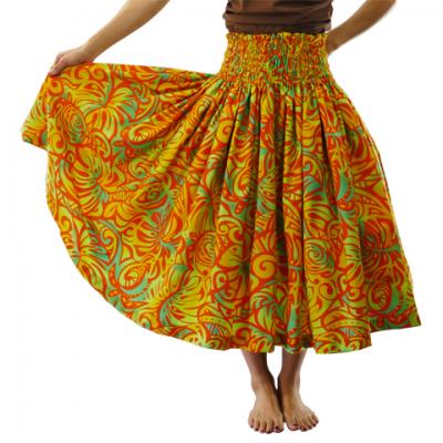 Hula Pa'u Skirt / Monstera & Honu / Orange  / G2570