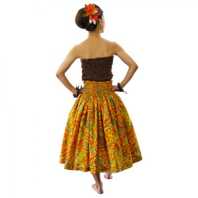 Hula Pa'u Skirt / Monstera & Honu / Orange  / G2570