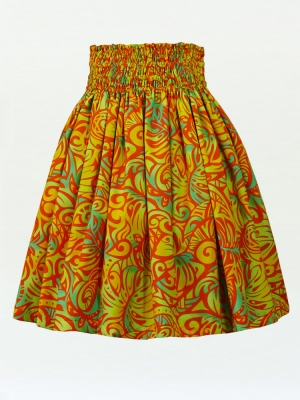 Hula Pa'u Skirt / Monstera & Honu / Orange  / G2570