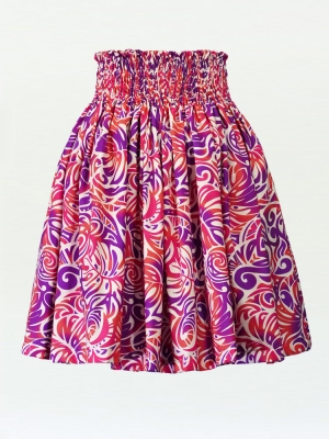 Hula Pa'u Skirt / Monstera & Honu / White & Purple / G2574