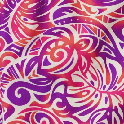 Hula Pa'u Skirt / Monstera & Honu / White & Purple / G2574