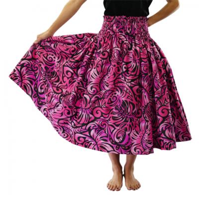 Hula Pa'u Skirt / Monstera & Honu / Black & Pink / G2576