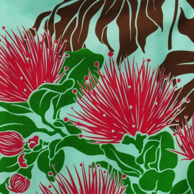Hula Pa'u Skirt with Lehua Print / Sea Green /J2578