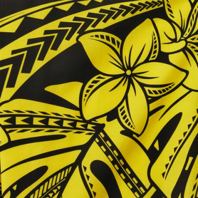 Hula Pa'u Skirt with Plumeria & Monstera Print / Yellow & Black / J2588