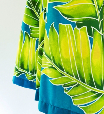 Hula Pa'u Skirt with Banana Leaf Print / Blue / G2607