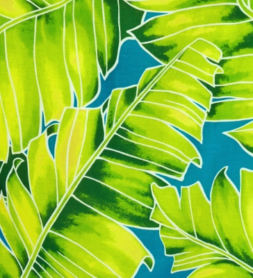 Hula Pa'u Skirt with Banana Leaf Print / Blue / G2607