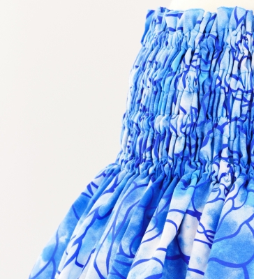 Hula Pa'u Skirt / Rose Print / Blue / G2615