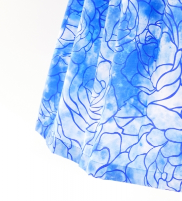 Hula Pa'u Skirt / Rose Print / Blue / G2615