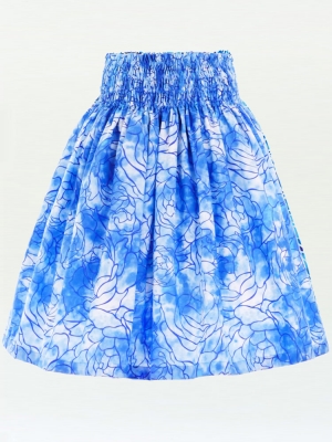 Hula Pa'u Skirt / Rose Print / Blue / G2615