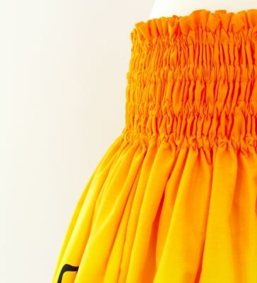 Hula Pa'u Skirt with Tiare Print / Orange & Red / J2619