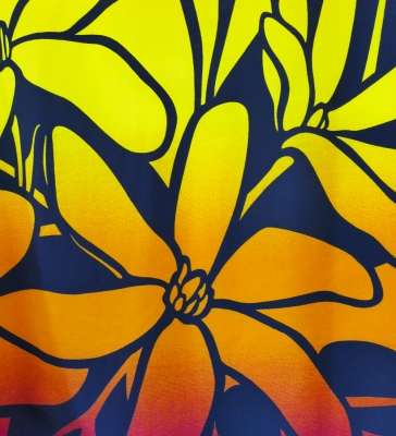 Hula Pa'u Skirt with Tiare Print / Orange & Red / J2619