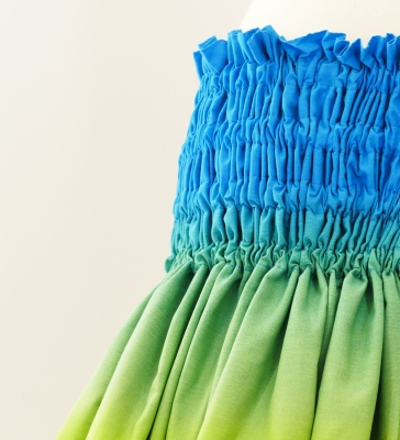 Hula Pa'u Skirt with Tiare Print / Blue & Green / G2621