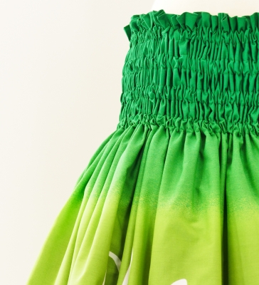 Hula Pa'u Skirt with Tiare Print / Green & Pink / G2623