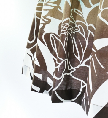 Hula Pa'u Skirt with Protea & Torch Ginger Print / Brown & Blue / G2625