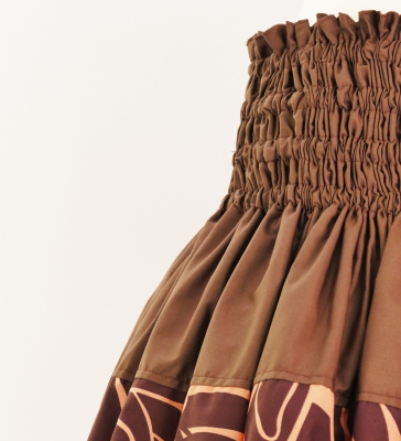 Hula Pa'u Skirt with Protea & Torch Ginger Print / Brown / G2626