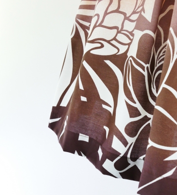 Hula Pa'u Skirt with Protea & Torch Ginger Print / Brown / G2626
