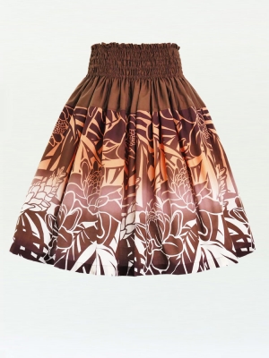 Hula Pa'u Skirt with Protea & Torch Ginger Print / Brown / G2626