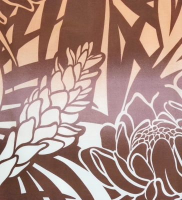 Hula Pa'u Skirt with Protea & Torch Ginger Print / Brown / G2626