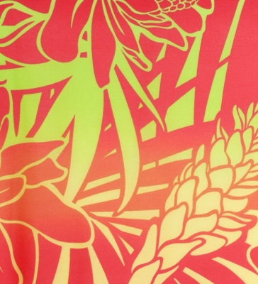 Hula Pa'u Skirt with Protea & Torch Ginger Print / Red / G2629