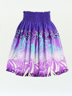 Hula Pa'u Skirt with Protea & Torch Ginger Print / Purple / G2630