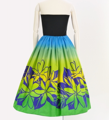 Hula Tube Top Dress with Tiare print / Green / G2631gr