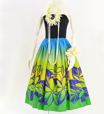 Hula Tube Top Dress with Tiare print / Green / G2631gr