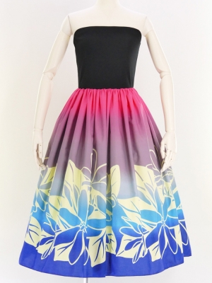Hula Tube Top Dress with Tiare print / Pink & Blue / G2631pibl