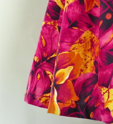 Hula Pa'u Skirt with Botanical Print / Orange / G2633